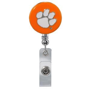 Clemson Tigers Orange Retractable Work ID Badge Reel Holder. NCAA